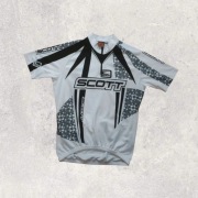 Scott koszulka na rower biało czarna half ZIP L