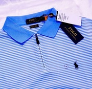 Polo Ralph Lauren koszulka polo M biała niebieska stretch Japan Edition PRL