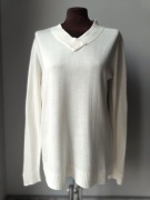 Cienki sweter bluzka długi rękaw ecru M/38 L/40