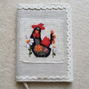 Pamiętnik/książka - okładka ręcznie haftowana "kogucik"