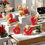 Romantyczne Figurki LOVE z Misiami Walentynki Prezent