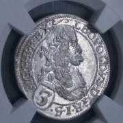Austria, 3 krajcary 1668 Wiedeń, Leopold I NGC MS 63 
