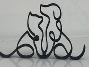 Dekoracja w stylu minimalistycznym line art  siedzący pies i kot