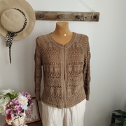 Ażurowy sweter Atmosphere r. 42 cappuccino brąz casual elegancki