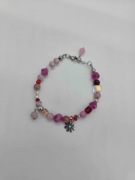 Bransoletka | Różowa z kamykami