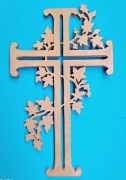 Krzyż drewniany na ścianę z liśćmi winogron rękodzieło