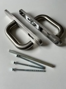 Klamka dwustronna drzwiowa drzwi balkonu długi szyld srebrna  92mm 