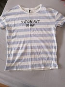 Koszulka w biało - niebieskie pasy Sinsay