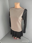 sukienka capuccino falbana wstawki eko skórka S M