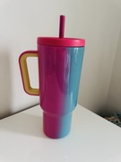 Kubek termiczny bidon z uchwytem rurką duży 1 l multicolor