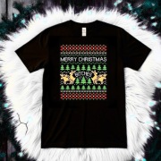 Świąteczna czarna męska koszulka 