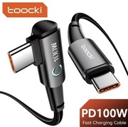Kabel Toocki 100W USB-C - USB-C 2m - PD kabel kątowy z diodą LED