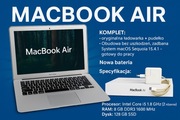 Macbook air 13 i5 8gb nowa bateria komplet 