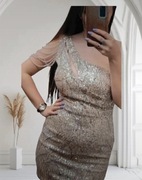 Elegancka sukienka cekiny wieczorowa koktajlowa mini wesele suknia  