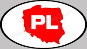 Naklejka 01 na auto mapa Polski litery PL 15cm x 8,5 cm biało-czerwona