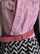 Pasek vintage kolor różowy skóra 