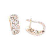 Kolczyki z Cyrkonią, kolor złota 24k, 1,7 x 1,45 cm., 1 para (2 szt).