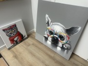 Zestaw dwóch obrazów namalowanych na płótnie do pokoju dziecięcego 