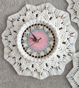 Zegar ścienny ozdobny, makrama