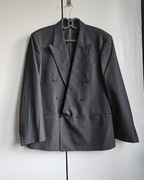 Dwurzędowa ciemnoszara wełniana marynarka Vintage 