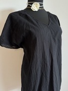 Lekka czarna narzutka plażowa z wiązaniem, przewiewna, oversize, rozmiar