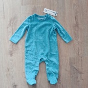 NOWY ciepły turkusowy pajacyk w misie 68 3-6mies