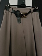 Spodnie damskie szerokie szwedy z paskiem beżowe/fango