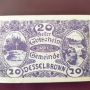 Notgeld Austria | 20 heller | 1920 r. | Desselbrunn