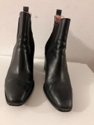 Skórzane, czarne botki Zara, roz. 38