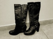 Damskie kozaki skórzane rozmiar 37 marki AM czarne