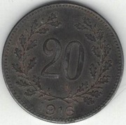 Austria 20 heller 1916 - 21,2 mm - nr 2