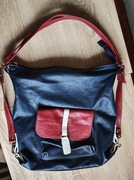 Torebka shopper worek listonoszka granatowa skóra 