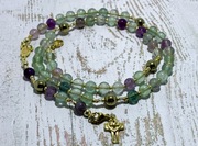 Różaniec z zapięciem MENTA SILVESTRE fluoryt, ametyst, srebro