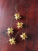 Mini złote gwiazdki na choinkę 5 szt hand made PRL boże narodzenie