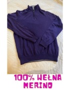 Golf śliwkowy fioletowy, 100% wełna merino, oversize M-XXXL