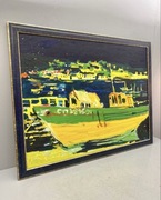 JEAN-LOUIS PIGUET „Stary statek w Cannaret koło Brestu” 1990, obraz olejny