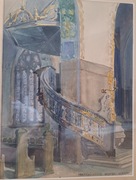 Akwarela Heinrich Kropp, ambona w kościele św. Marcina w Bremie