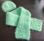 Komplet czapka damska z szalikem robiony na drutach. Handmade