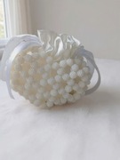 Torebka damska serce z perełek, elegancka mini, z woreczkiem