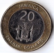 JAMAJKA 20 dolarów 2008, KM# 206, AU, magnetyczna