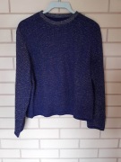 Granatowy sweter ze złotą nitką vintage rozmiar S