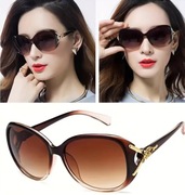 Damskie Luksusowe okulary przeciwsłoneczne - ze złotym - NOWE