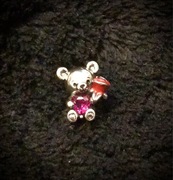 Charms miś z różą i sercem z cyrkoni srebro 925