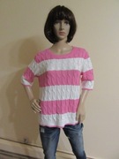 PRINCESS GOES HOLLYWOOD sweterek w paski biało-różowy Nowy _ L/XL