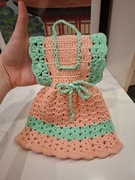 Podkładka pod garnek ręcznie zrobiona na szydełku Vintage retro sukienka