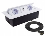Gniazdo wpuszczane DESIGN 2x230V + 2xUSB białe