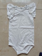 Body z krótkim rękawem, białe, z koronką, Lupiliu, r. 86/92