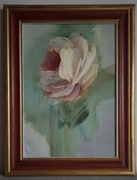 Róża obraz akryl 21x30 cm, (29x30cm, oryginalna rama), podpis autora
