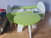Komplet chłopięcy stolik z krzesłem i łóżko z szufladą 