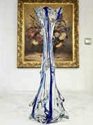 Wysoki 49 cm! wazon szklany rwaniec kolorowe szkło sękacz PRL Vintage retro